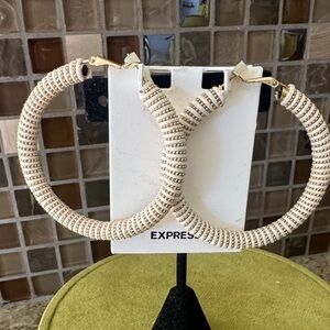 NWT Express Elegant Gold and White Hoops